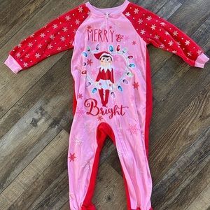 Elf on the Shelf Christmas footed onesie pajamas